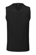 Mens Classic Knitted Sleeveless V Neck Black Jumper