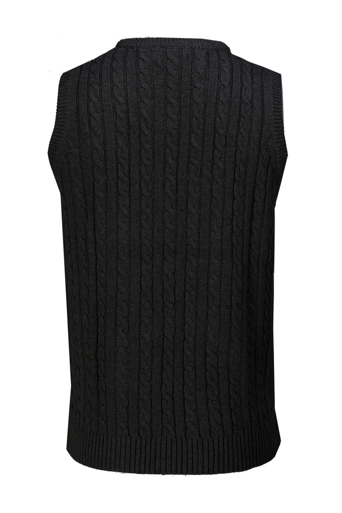 Mens Classic Knitted Sleeveless V Neck Black Jumper