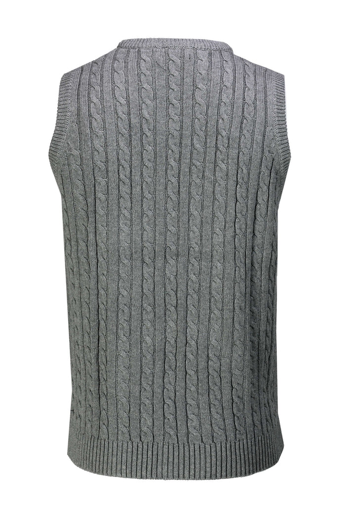 Mens Classic Knitted Sleeveless V Neck Grey Jumper