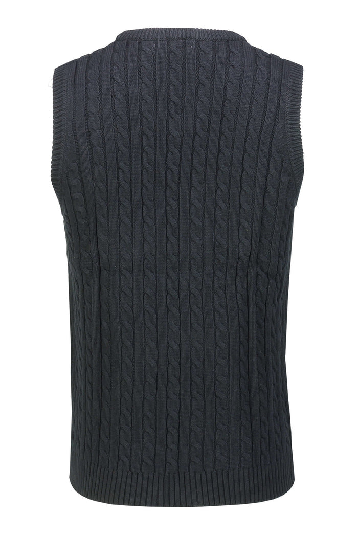Mens Classic Knitted Sleeveless V Neck Navy Jumper