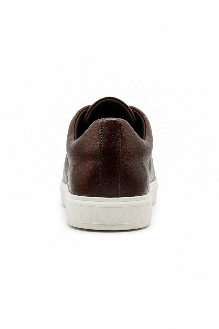 Men’s Coffee Brown Faux Leather Slip-On Trainers