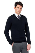 MEN’S COTTON V-NECK BLACK JUMPER FINE KNIT LIGHTWEIGHT