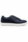 Men’s Navy Faux Leather Slip-On Trainers