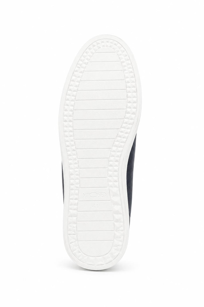 Men’s Navy Faux Leather Slip-On Trainers