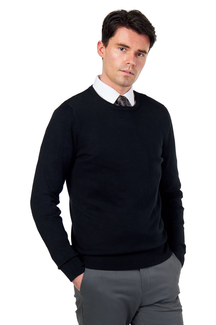 MEN’S PURE COTTON BLACK CREW NECK JUMPER