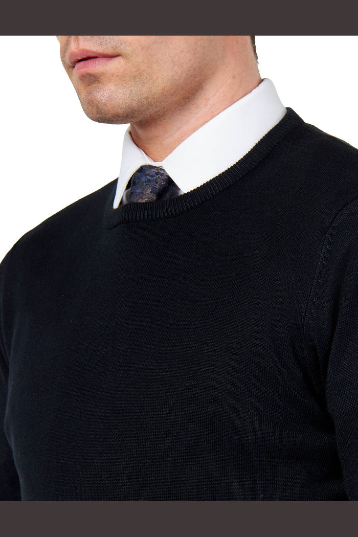 MEN’S PURE COTTON BLACK CREW NECK JUMPER