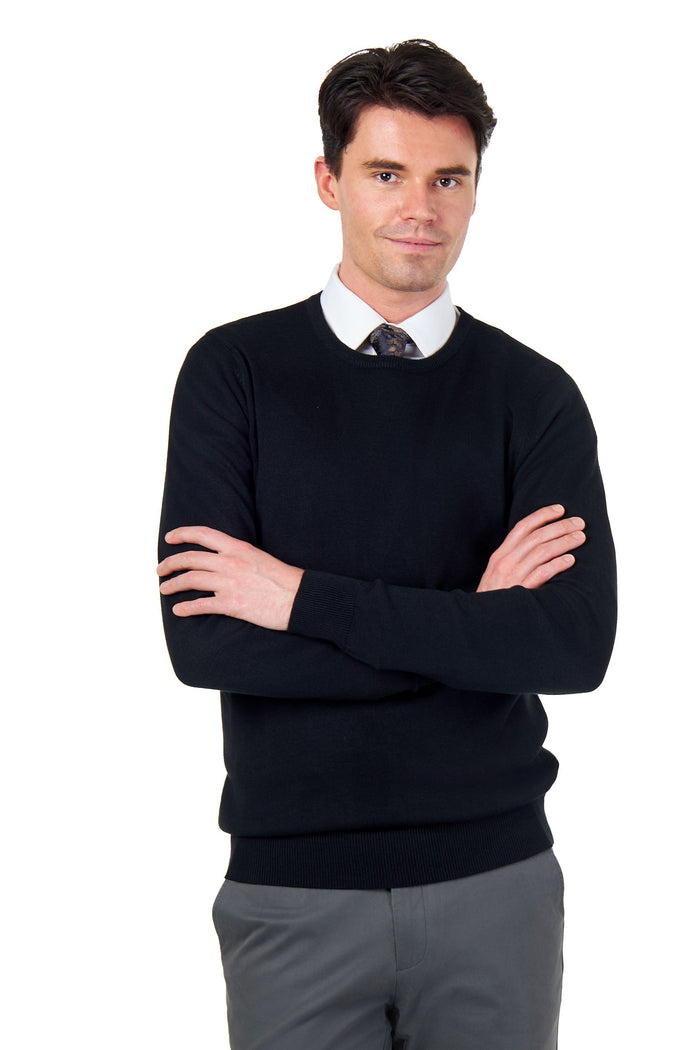 MEN’S PURE COTTON BLACK CREW NECK JUMPER