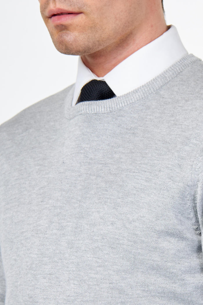 MEN’S PURE COTTON LIGHT GREY CREW NECK JUMPER