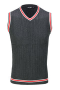 Mens Sleeveless V Neck Grey Jumper Knitted Vest