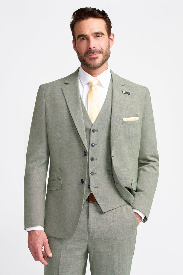 MIAMI – TAILORED FIT LINEN BLEND SAGE GREEN 3 PIECE SUIT