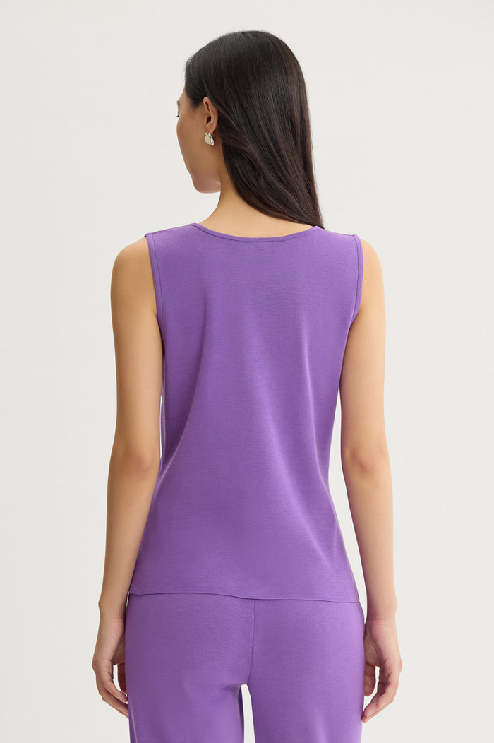 Mid-Length Scoop Neck Knit Tank, Sunset Purple, Sunset Purple | Ming Wang
