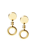 Mixed Texture Gold Circle Dangle Earrings | Ming Wang