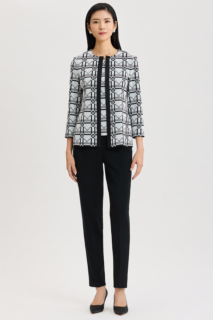 Monochrome Geometric Knit Tank, Ivory/Black | Ming Wang