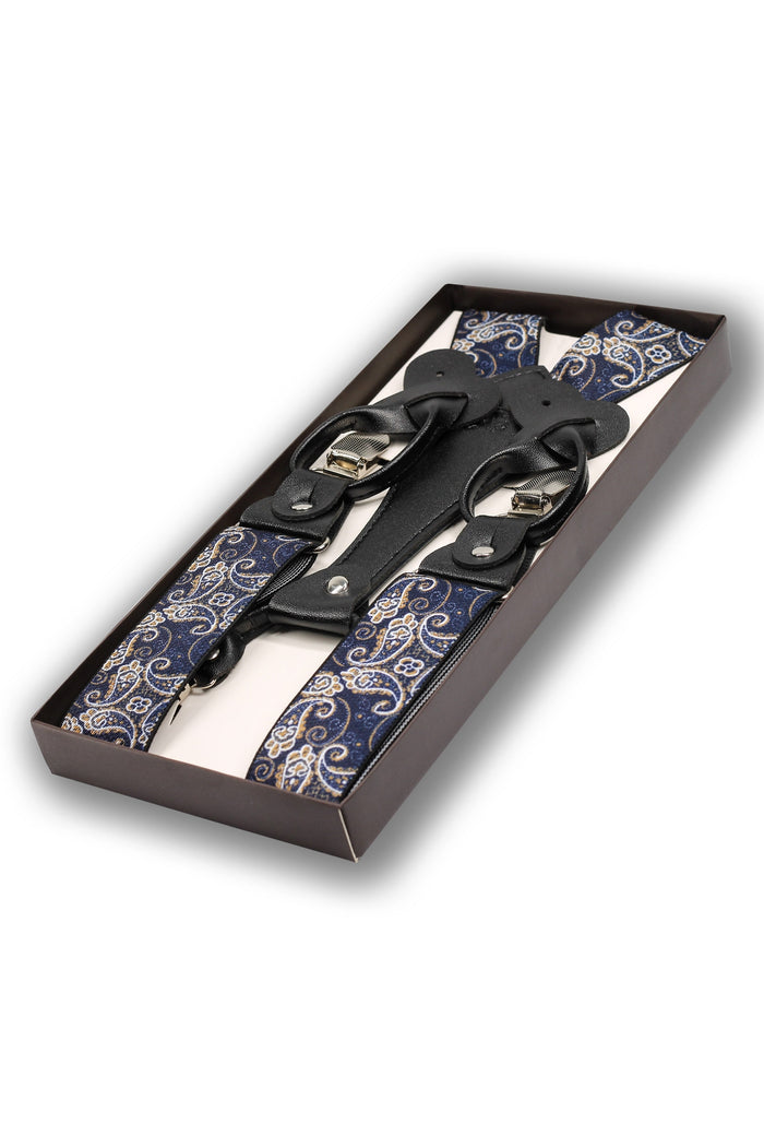 NAVY FLORAL ADJUSTABLE CLIP ON BRACES