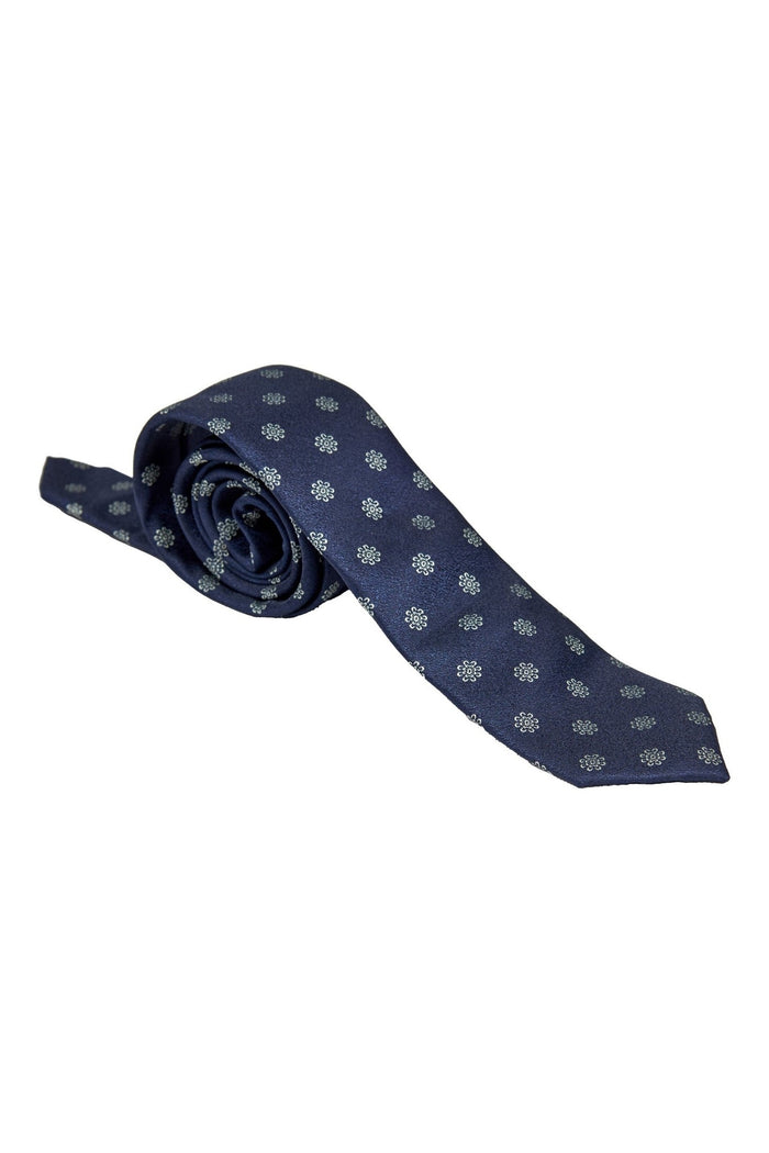 NAVY MINI FLORAL NECK TIE SET