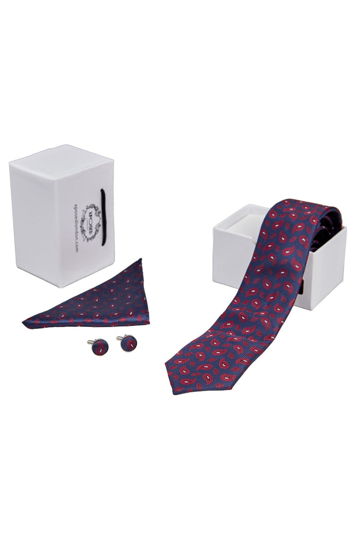 NAVY PAISLEY PRINT NECKTIE SET