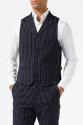 Men's Alfred Navy Double Breasted Pinstripe 5-Piece Suit Bundle