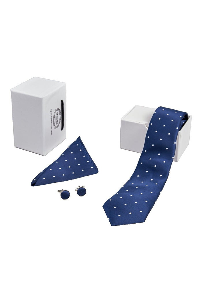 NAVY POLKA DOT NECK TIE SET