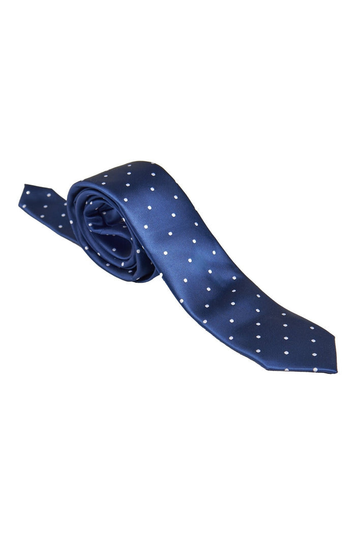 NAVY POLKA DOT NECK TIE SET