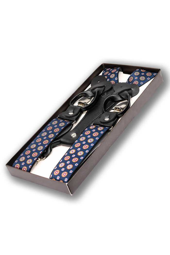NAVY PRINTED ADJUSTABLE CLIP ON BRACES