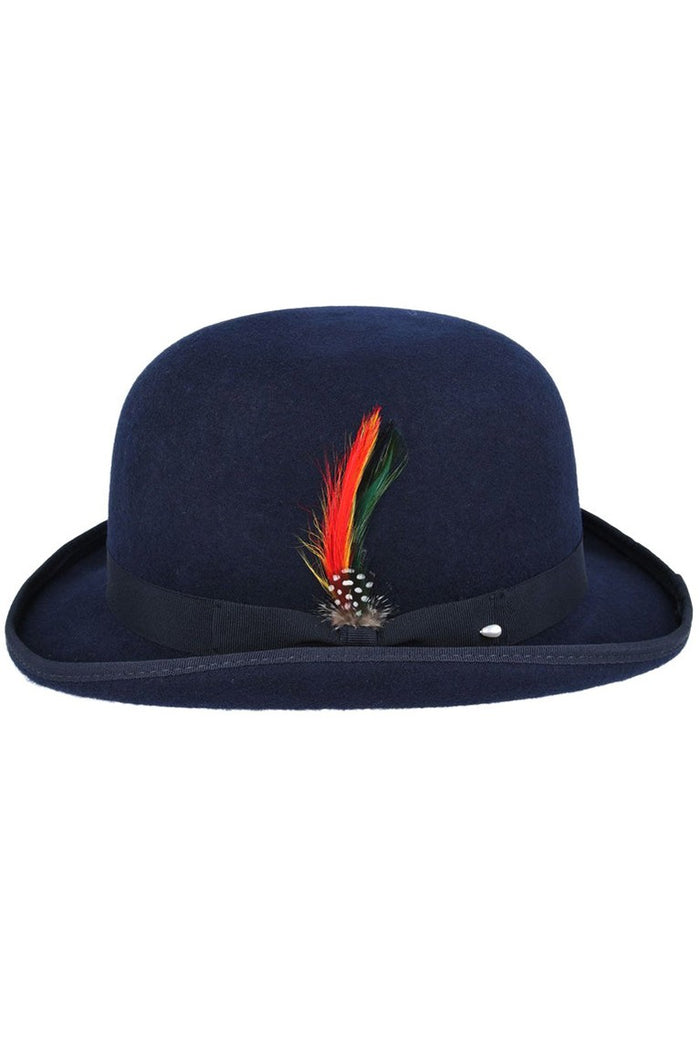 NAVY PURE WOOL BOWLERS HAT
