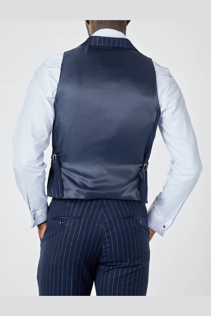 NEIL - NAVY DOUBLE BREASTED GOLD PINSTRIPE JACKET