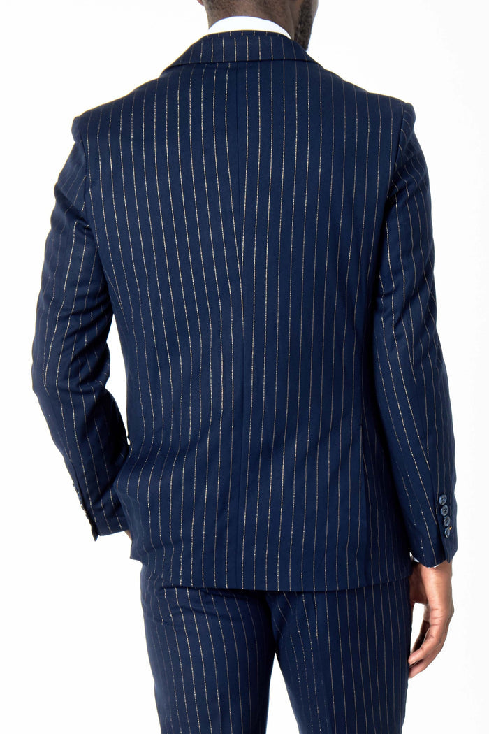 NEIL - NAVY DOUBLE BREASTED GOLD PINSTRIPE JACKET