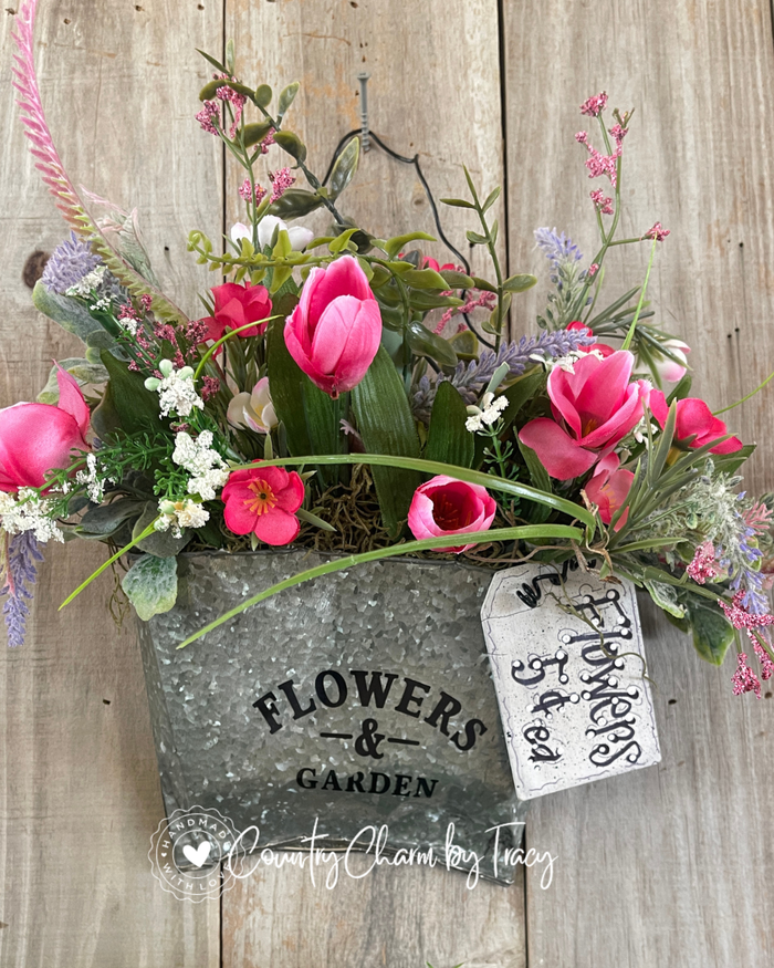 NEW! Flowers & Garden Smashed Can Hanger – Rustic Spring Floral Decor