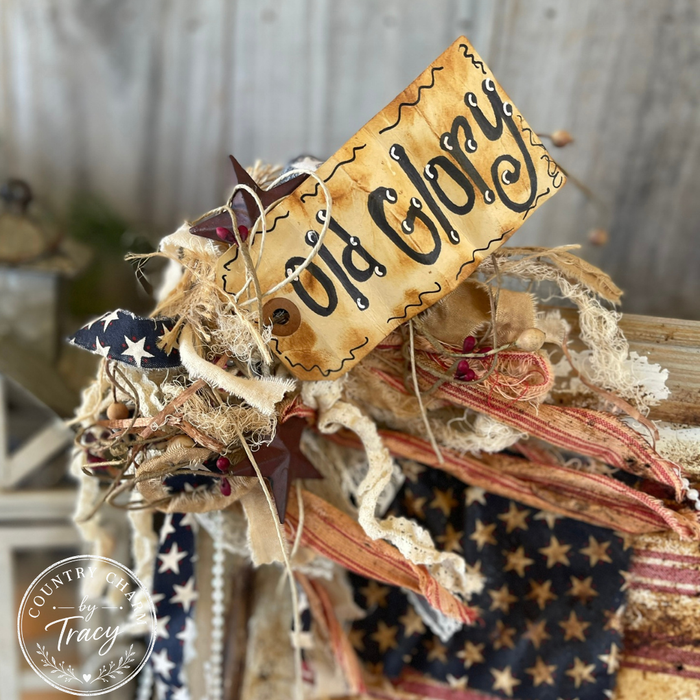 Old Glory American Flag Decor - Rustic Primitive Framed Flag