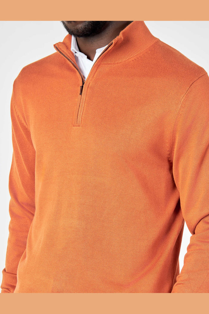 ORANGE 100% COTTON KNIT ZIP NECK JUMPER