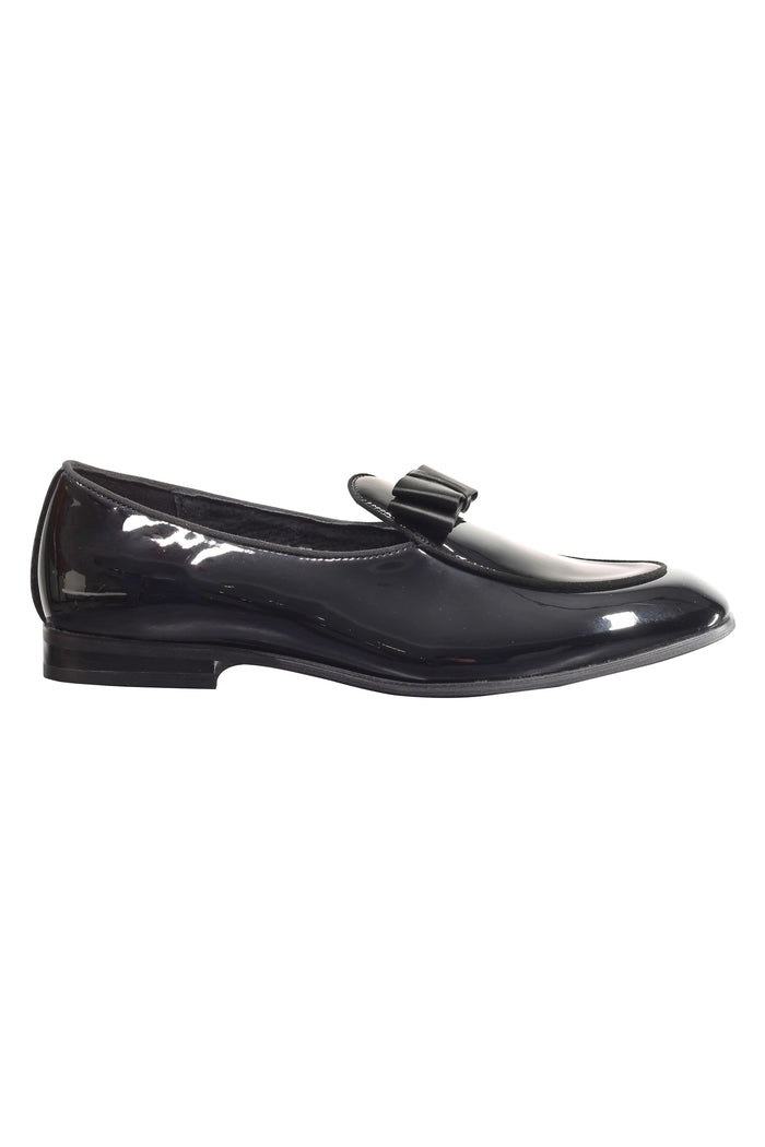 PATENT LOAFERS WITH BOW TIE