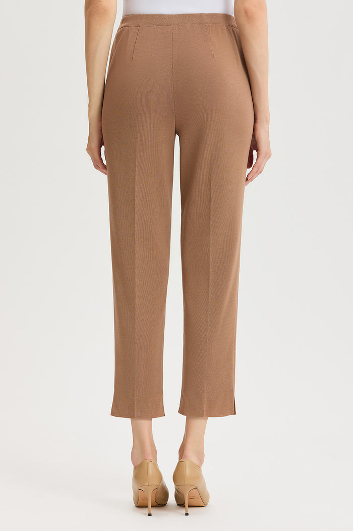 Petite Knit Straight-Leg Ankle Pants, Warm Taupe, Warm Taupe | Ming Wang