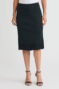 Petite Pleat Hem Knit Skirt, Black | Ming Wang