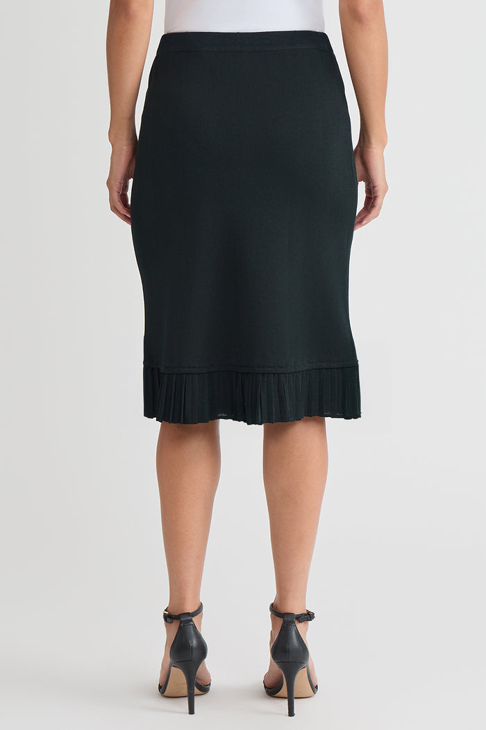 Petite Pleat Hem Knit Skirt, Black | Ming Wang