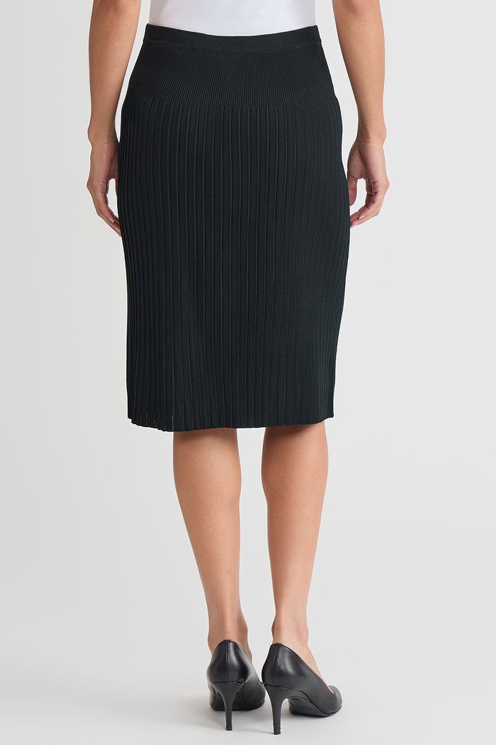 Petite Rib Pleat Straight Skirt, Black | Ming Wang