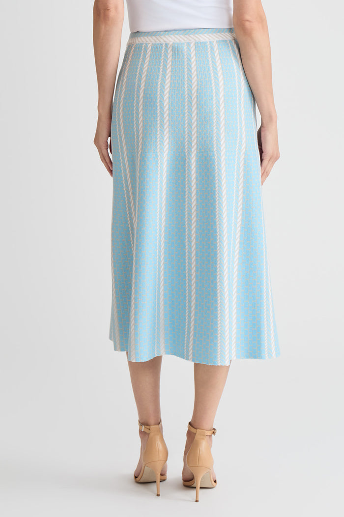 Petite Roadmap Pattern Soft Knit Midi Skirt, Serene/Limestone/White | Ming Wang
