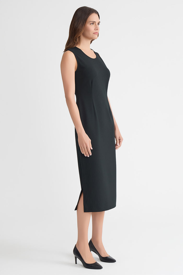 Petite Stretch Deco Crepe Sheath Midi Dress, Black, Black | Ming Wang