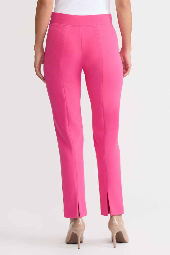Petite Stretch Deco Crepe Straight-Leg Pants, Carmine Rose, Carmine Rose | Ming Wang