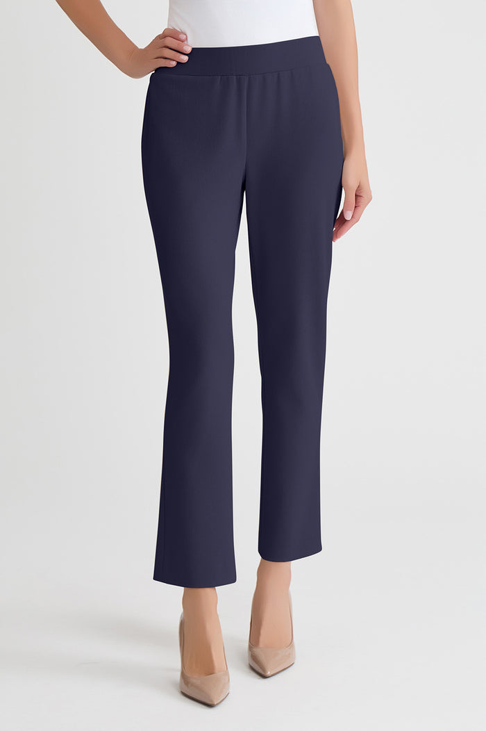 Petite Stretch Deco Crepe Straight-Leg Pants, Indigo, Indigo | Ming Wang