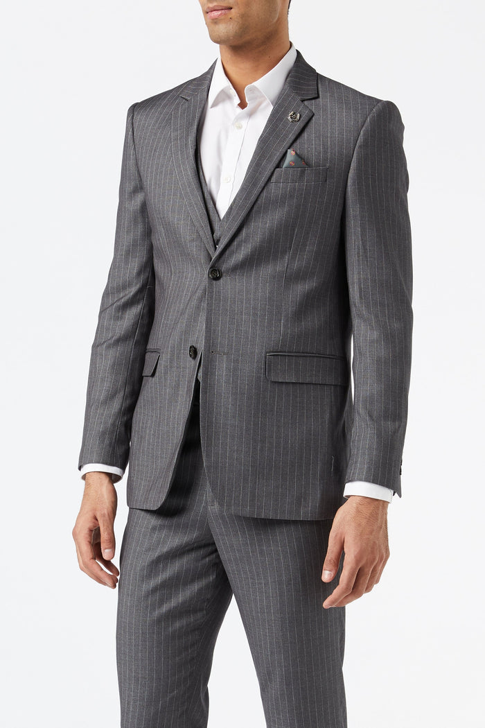 PIN STRIPE GREY SUIT