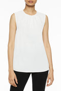 Pleat Neck Crepe de Chine Blouse | Ming Wang