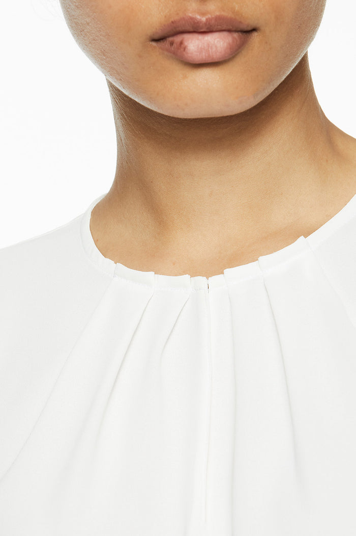 Pleat Neck Crepe de Chine Blouse | Ming Wang