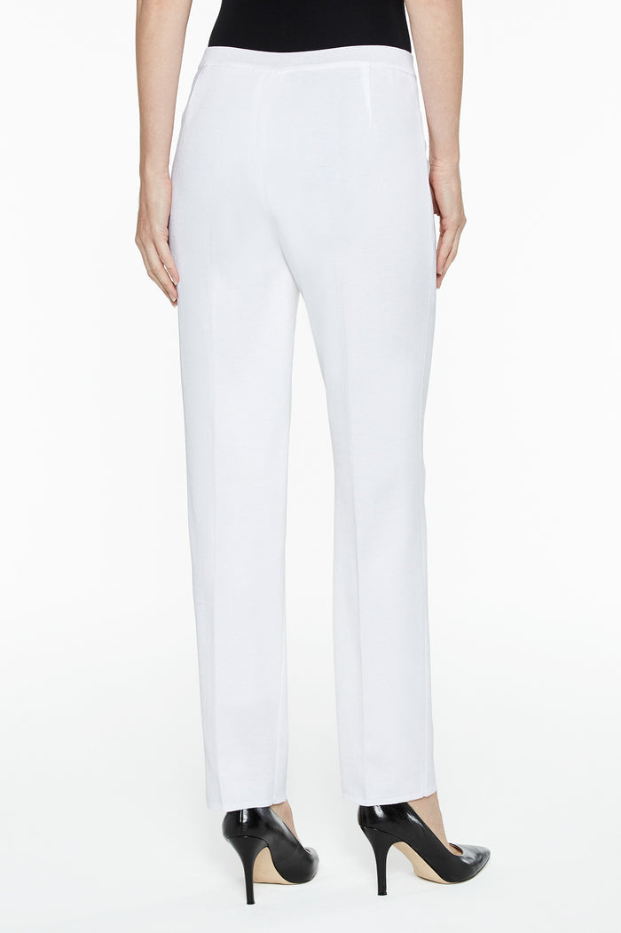 Plus Size Lined Straight Leg Knit Pant, White | Ming Wang