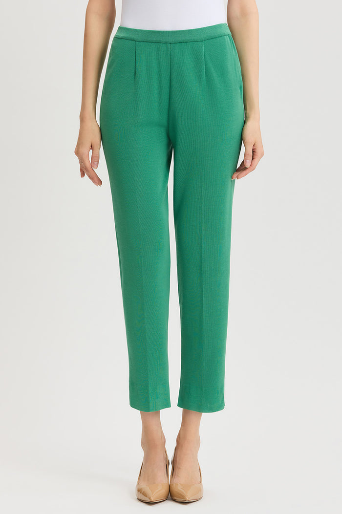 Plus Size Knit Straight-Leg Ankle Pants, Kelly Green, Kelly Green | Ming Wang