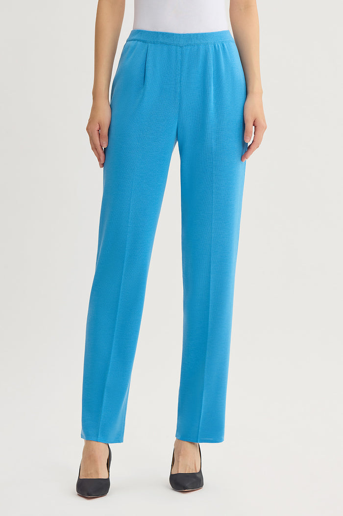 Plus Size Knit Straight-Leg Pants, Tranquil Blue, Tranquil Blue | Ming Wang