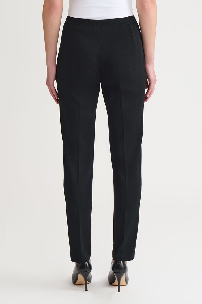 Plus Size Knit Straight-Leg Pants, Black | Ming Wang