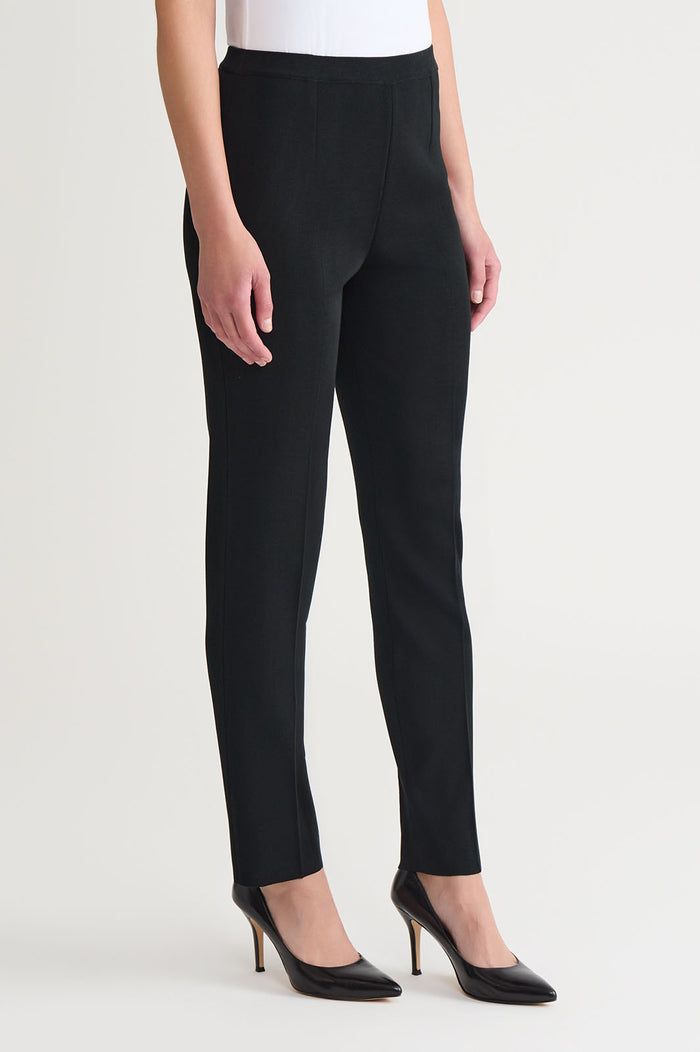 Plus Size Knit Straight-Leg Pants, Black | Ming Wang