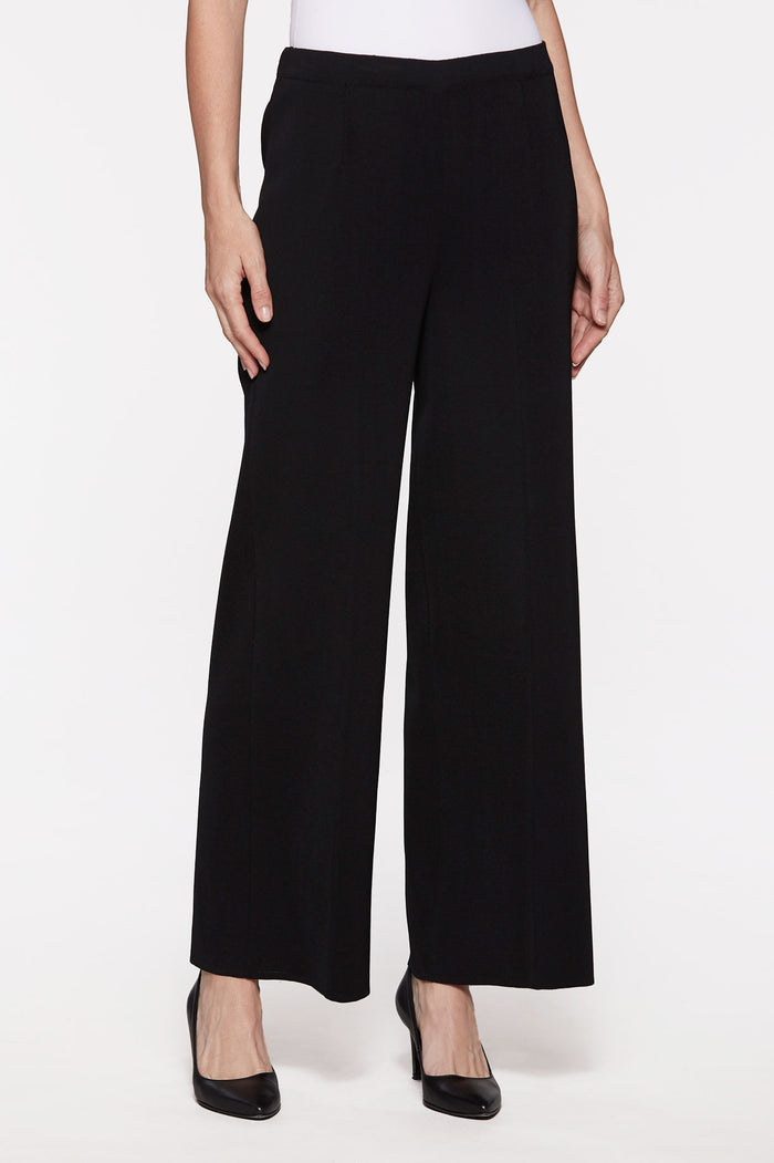 Plus Size Wide Leg Knit Pant, Black | Ming Wang