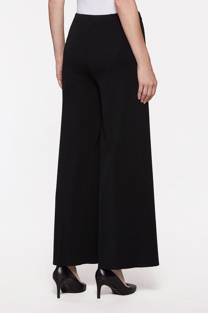 Plus Size Wide Leg Knit Pant, Black | Ming Wang