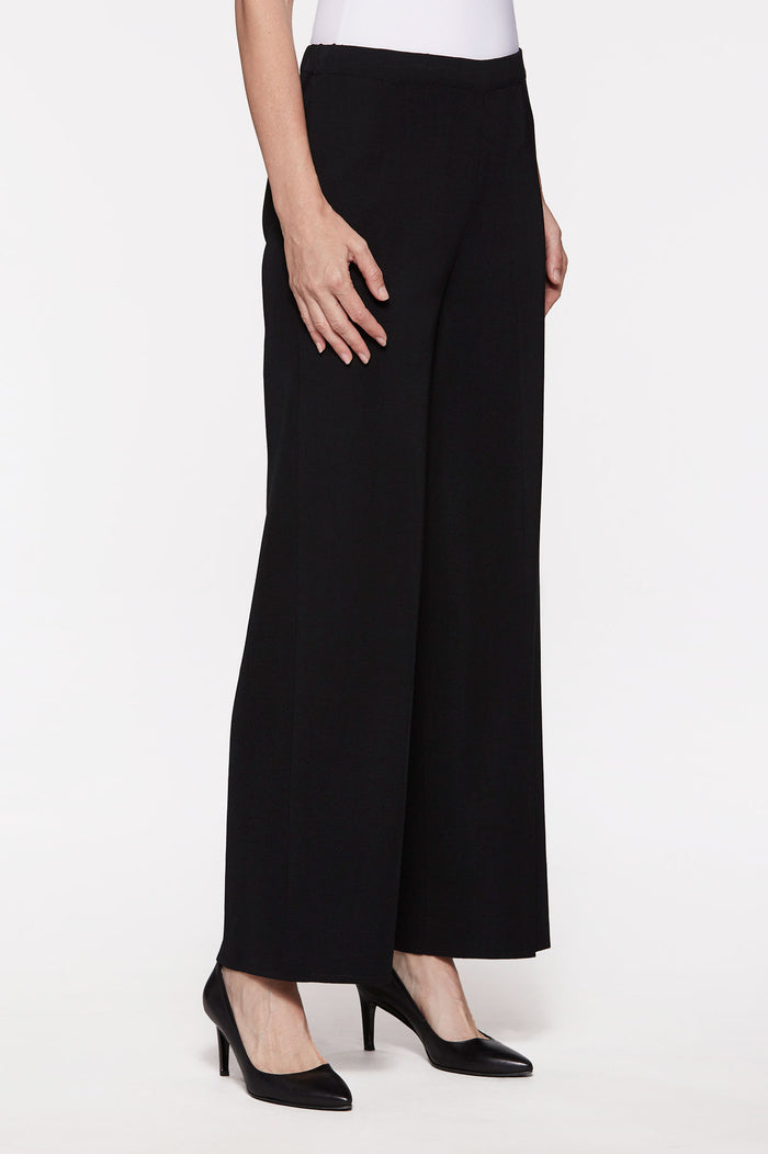 Plus Size Wide Leg Knit Pant, Black | Ming Wang